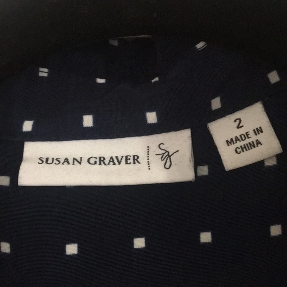 Susan Graver NWOT -2-Navy Square Dotted Easy-care - Picture 3 of 7